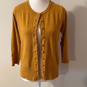 Philosophy Gold Yellow Button-Up 3/4 Sleeve Cardigan. Size Small